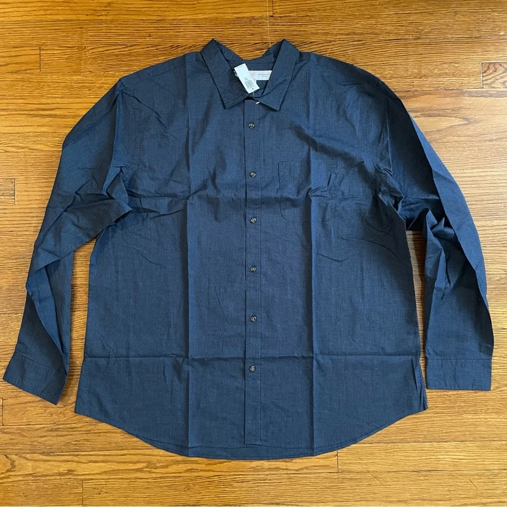 NWT Tall Thin Lightweight Navy Blue Button Down Shirt - Picture 1 of 7